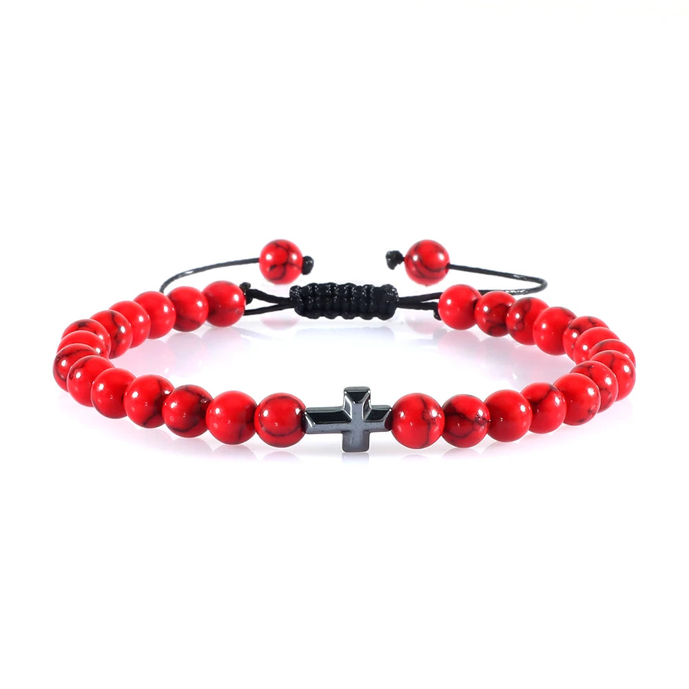 6mm Natural Stone Beads Braided Cross Bracelet – Christian Prayer Jewelry for Men & Women - Image 12