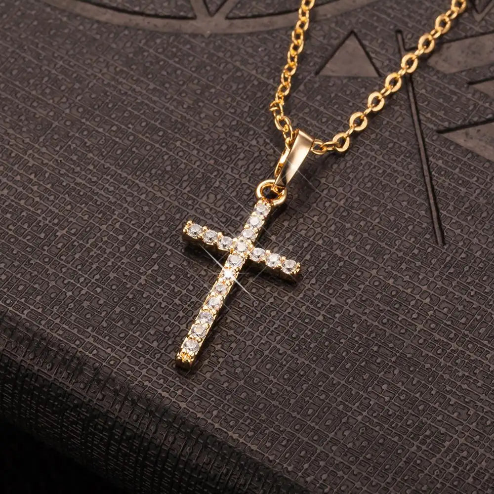 Fashion Crystal Jesus Cross Pendant Necklace – Gold & Black Color Jewelry for Men & Women (Dropshipping & Wholesale) - Image 3