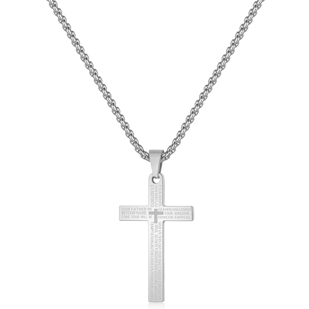 Christian Bible Cross Stainless Steel Statement Necklace – Unisex Catholic Religious Jewelry - Image 20