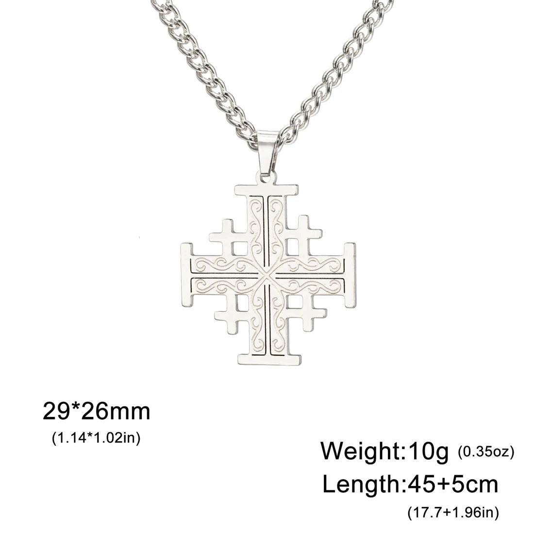 EUEAVAN Crusader Five-Fold Cross Pendant Necklace – Stainless Steel Christian Jewelry - Image 6