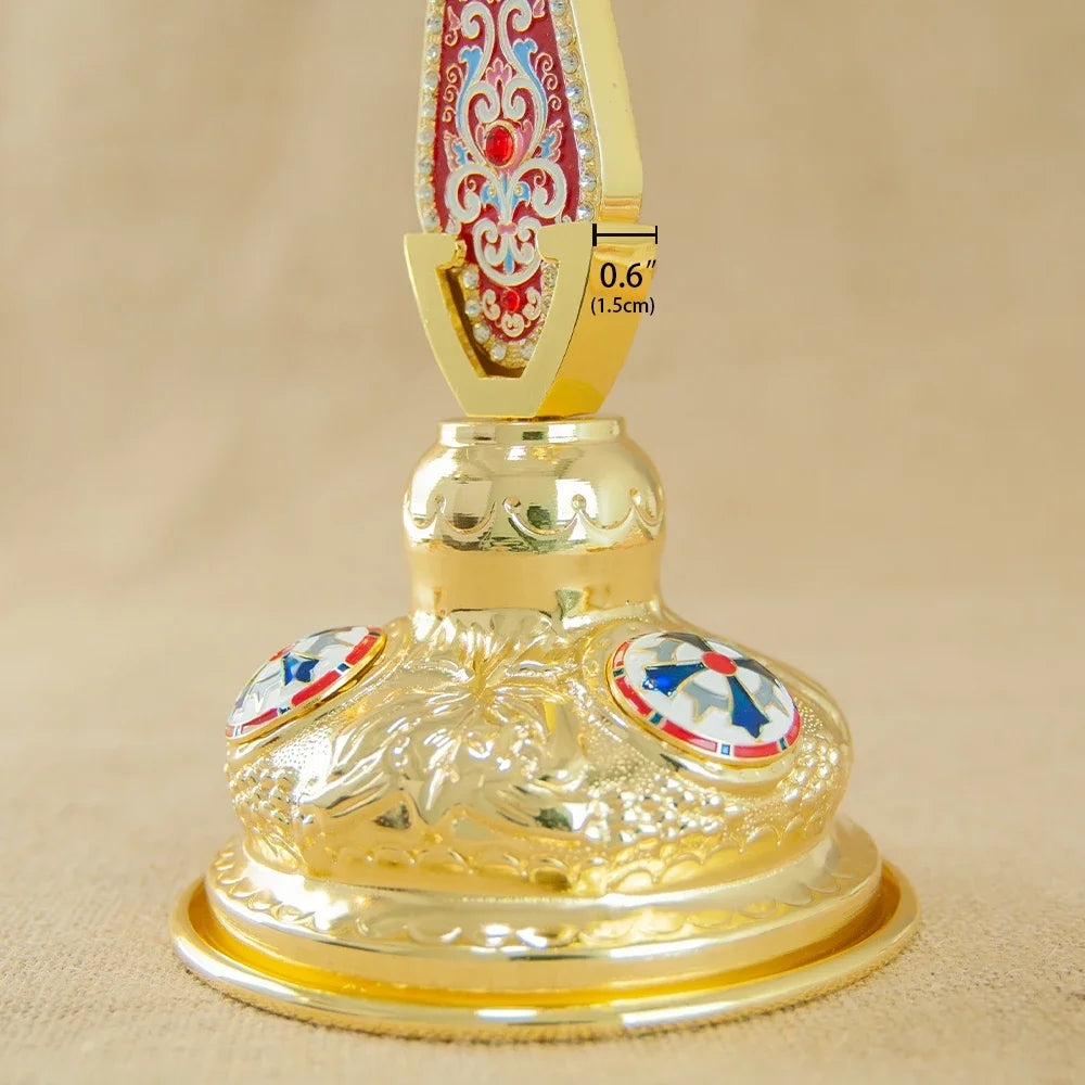 Gold-Plated Metal Cross Stand – Orthodox & Catholic Religious Craft for Church or Home - Image 3