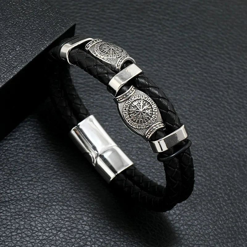 Men’s Musical Symbol Leather Bracelet – Vintage Multi-Layer Wristwear - Image 11