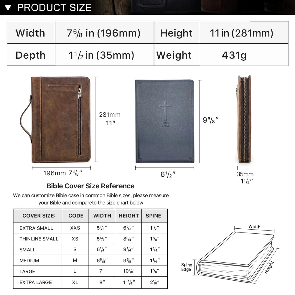 Handmade Custom Cowhide Leather Book Cover – Bible Case & Travel Portfolio - Image 6