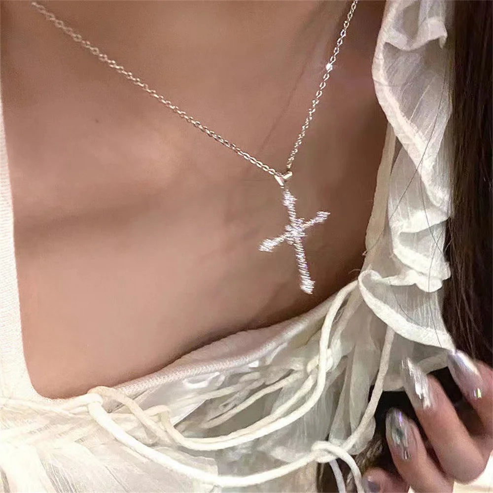 Elegant Crystal Cross Pendant Necklace - Image 6