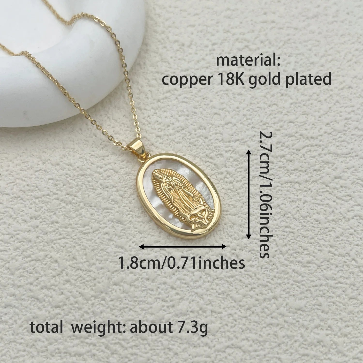 Gold-Plated Virgin Mary "Mama" Pendant – Virgen de Guadalupe Religious Amulet - Image 9