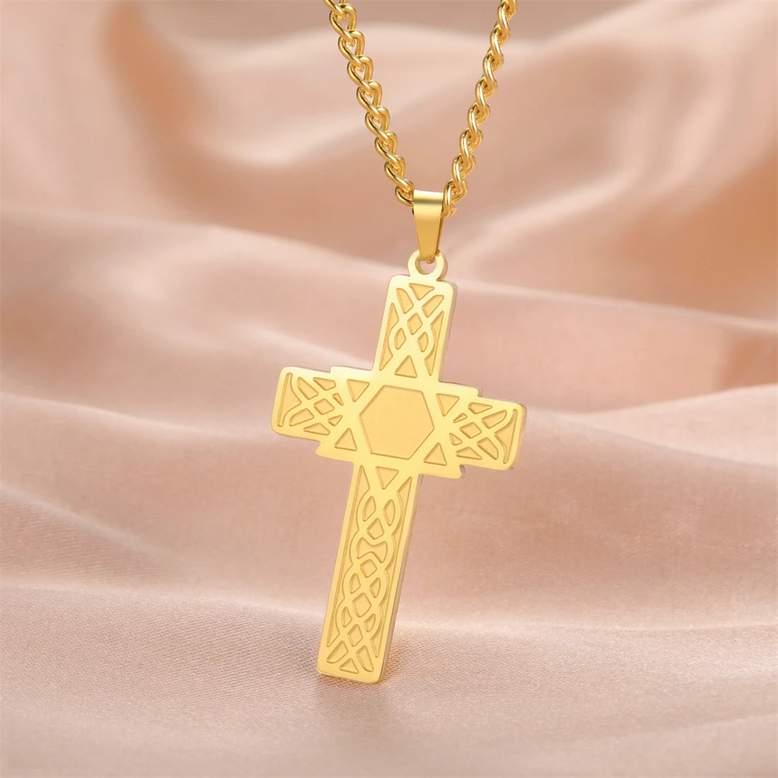 EUEAVAN Cross & Star of David Pendant Necklace – Stainless Steel Christian & Jewish Amulet Jewelry - Image 2