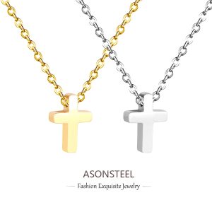 ASONSTEEL Stainless Steel Cross Pendant Necklace – Minimalist Unisex Jewelry for Men & Women