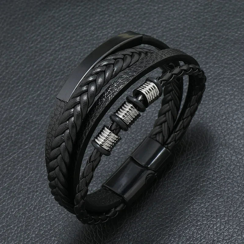 Men’s Musical Symbol Leather Bracelet – Vintage Multi-Layer Wristwear - Image 21