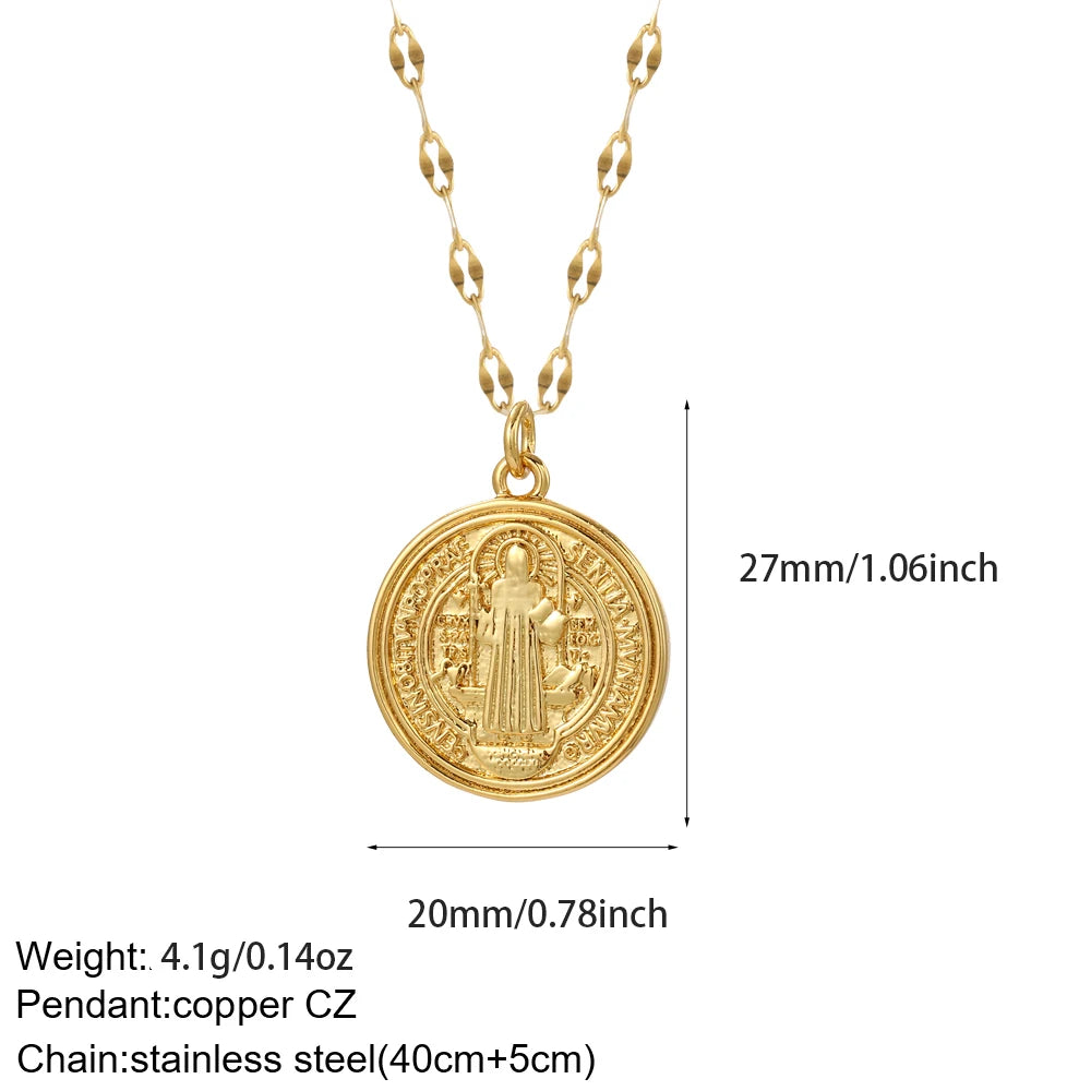 Gold Our Lady & Jesus Choker Necklace - Image 11