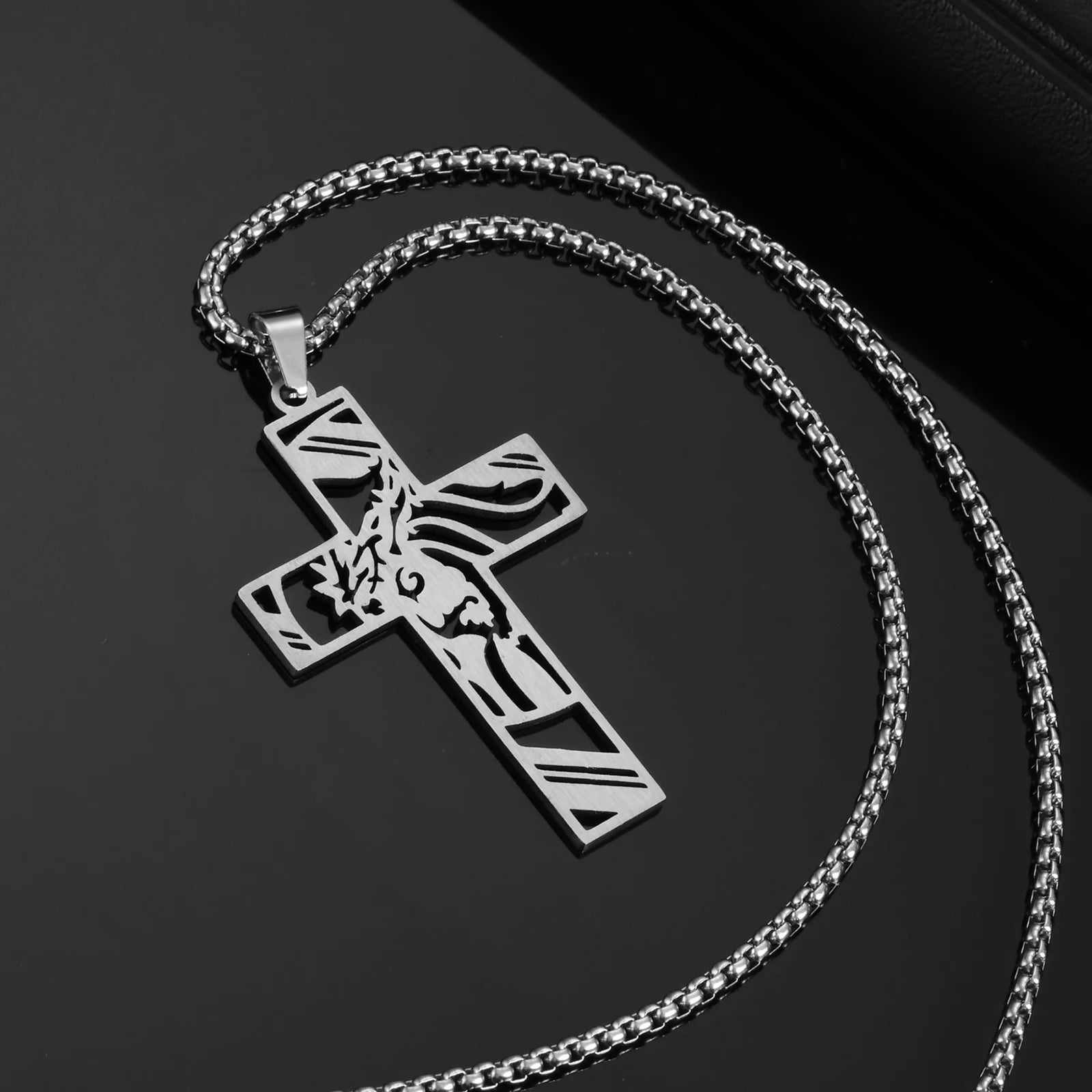 Jesus Cross Necklace for Men & Boys – Hollow Out Jesus Face Stainless Steel Pendant - Image 6