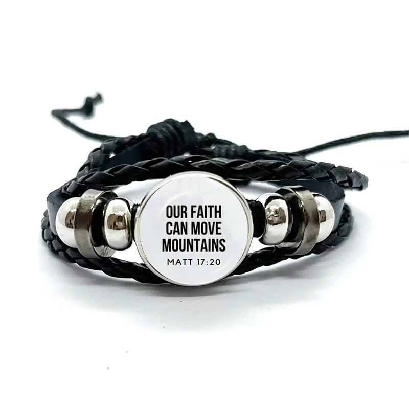 Bible Verse Faith Leather Bracelet – Handmade Multilayer Braided Christian Jewelry Gift - Image 5