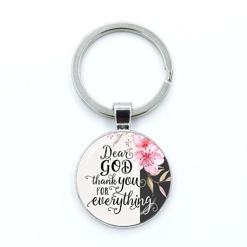 Give Thanks With A Grateful Heart Keychain – Bible Verse Glass Cabochon Charm Gift - Image 9