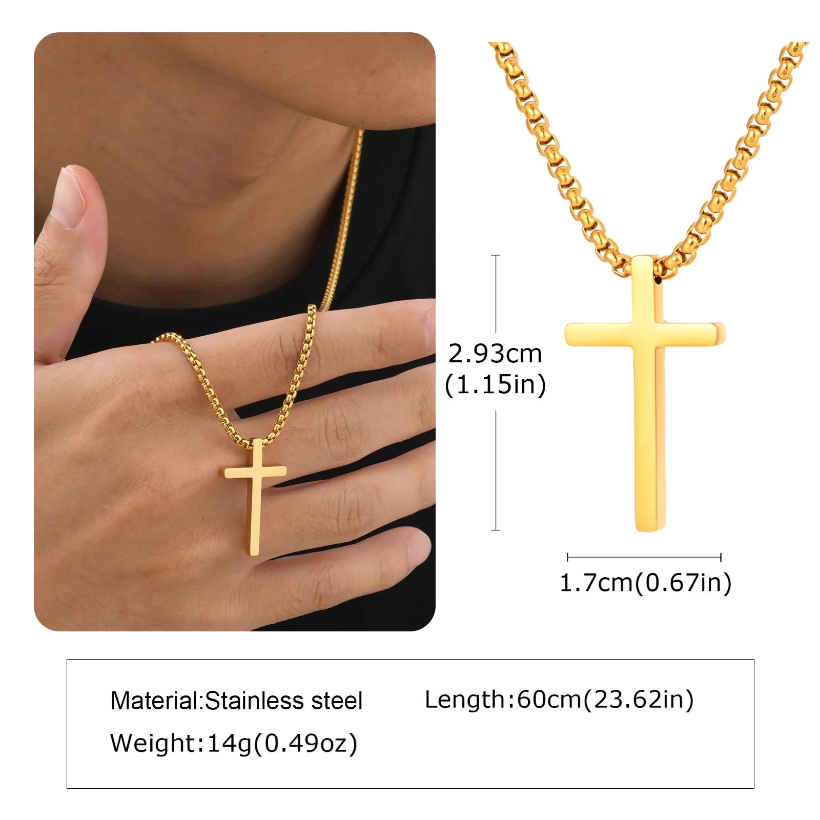 Classic Men's Cross Pendant Necklace – Waterproof Stainless Steel Christian Jewelry - Image 13