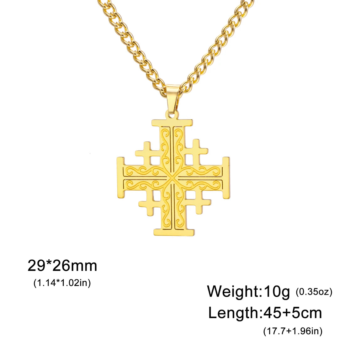 EUEAVAN Crusader Five-Fold Cross Pendant Necklace – Stainless Steel Christian Jewelry - Image 7