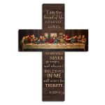 Bread of Life Last Supper – Wooden Cross Wall Art & Bible Verse Plaque