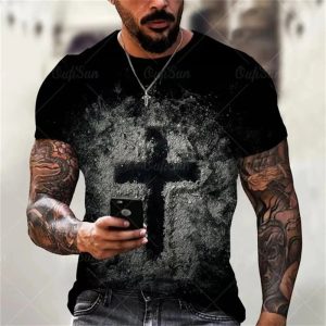 Gothic Jesus T-Shirt – Christian Cross Graphic Streetwear for Men & Women