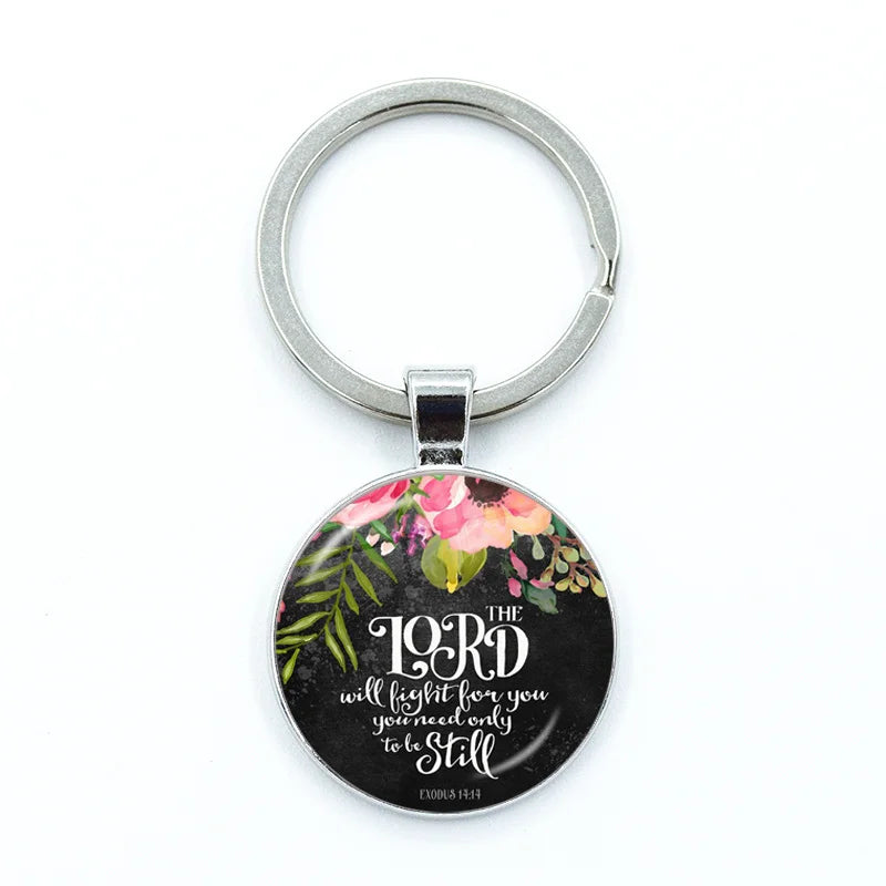 Give Thanks With A Grateful Heart Keychain – Bible Verse Glass Cabochon Charm Gift - Image 2