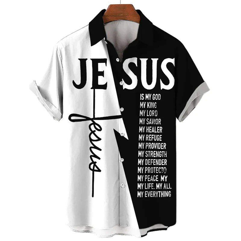 God Jesus 3D Printed Shirt – Knights Templar Graphic Casual Lapel Blouse for Men - Image 10