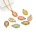 5pcs Stainless Steel Oval Jesus Charms – Religious Pendants for DIY Jewelry & Crafts