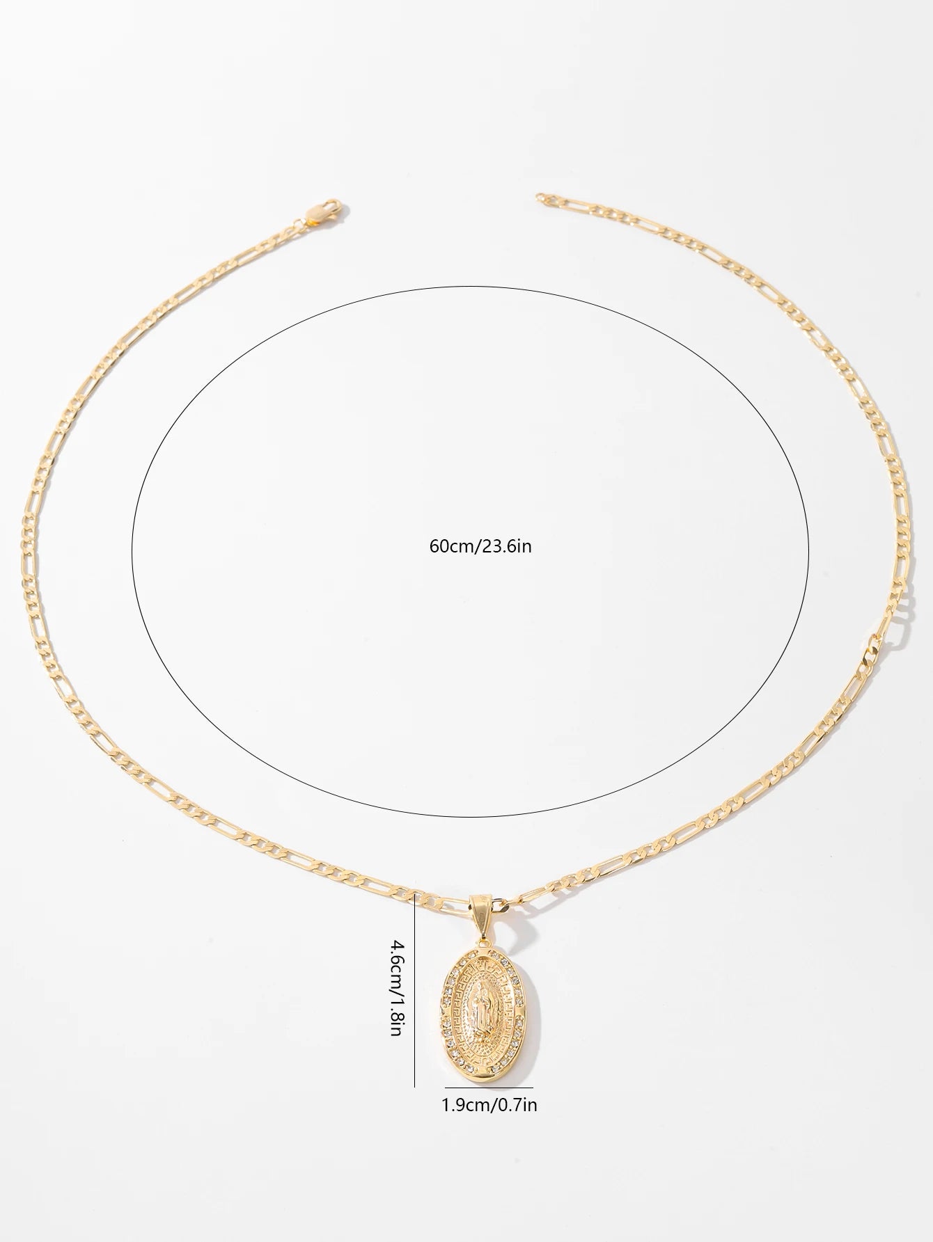 Inlaid Zircon Virgin Mary Pendant – Unisex Copper Religious Necklace for Believers - Image 5