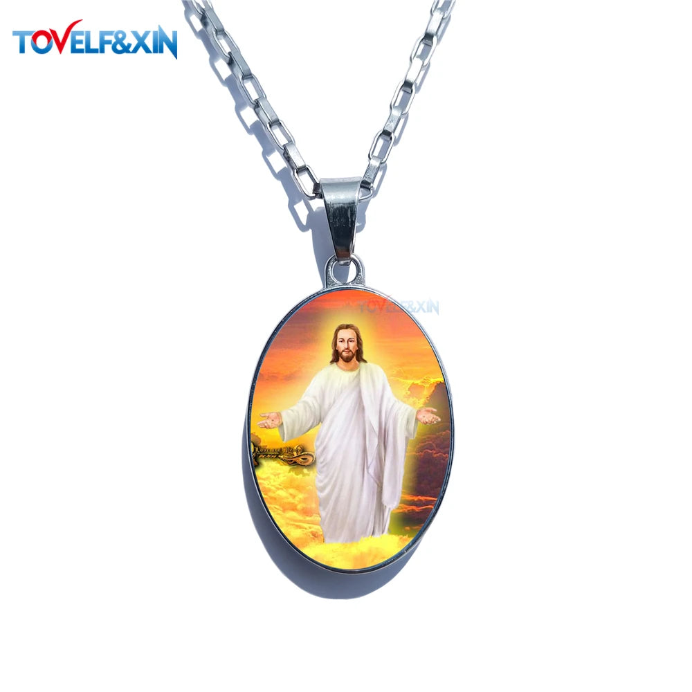 Jesus & Maria Double-Sided Pendant Necklace – Stainless Steel Christian Jewelry Gift - Image 18