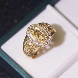 1pc Exquisite Religious Virgin Mary Inlaid Cubic Zirconia Ring