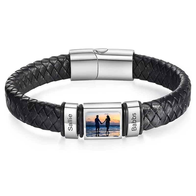 Custom Photo Bracelet – Personalized Leather Name Bracelet for Men, Boys & Husbands - Image 12