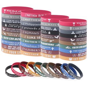 40pcs Inspirational Bible Verse Silicone Bracelets – Faith-Based Wristbands for Men, Women & Teens