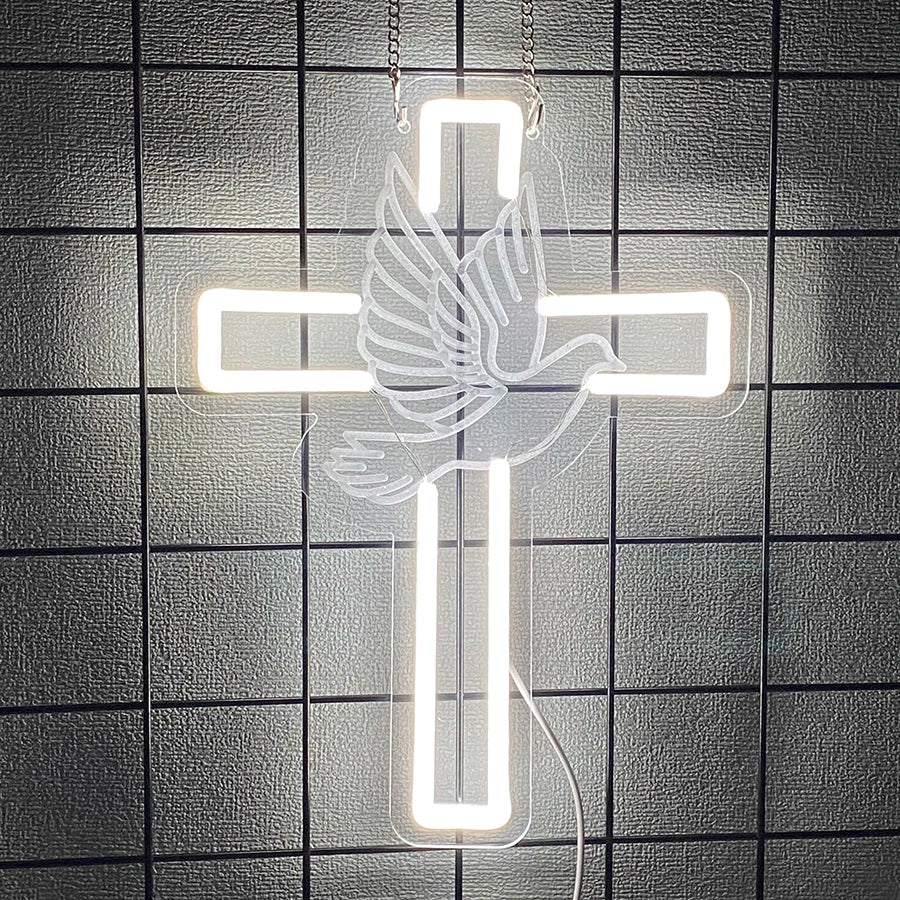 Cross Neon Sign – LED Jesus Neon Light for Wall Decor & Gifts