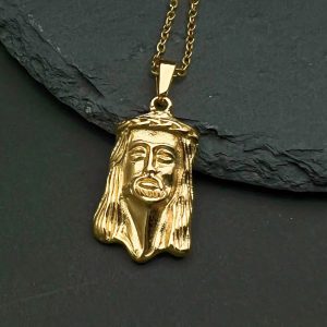 Classic Jesus Head Pendant Necklace – Stainless Steel Religious Jewelry