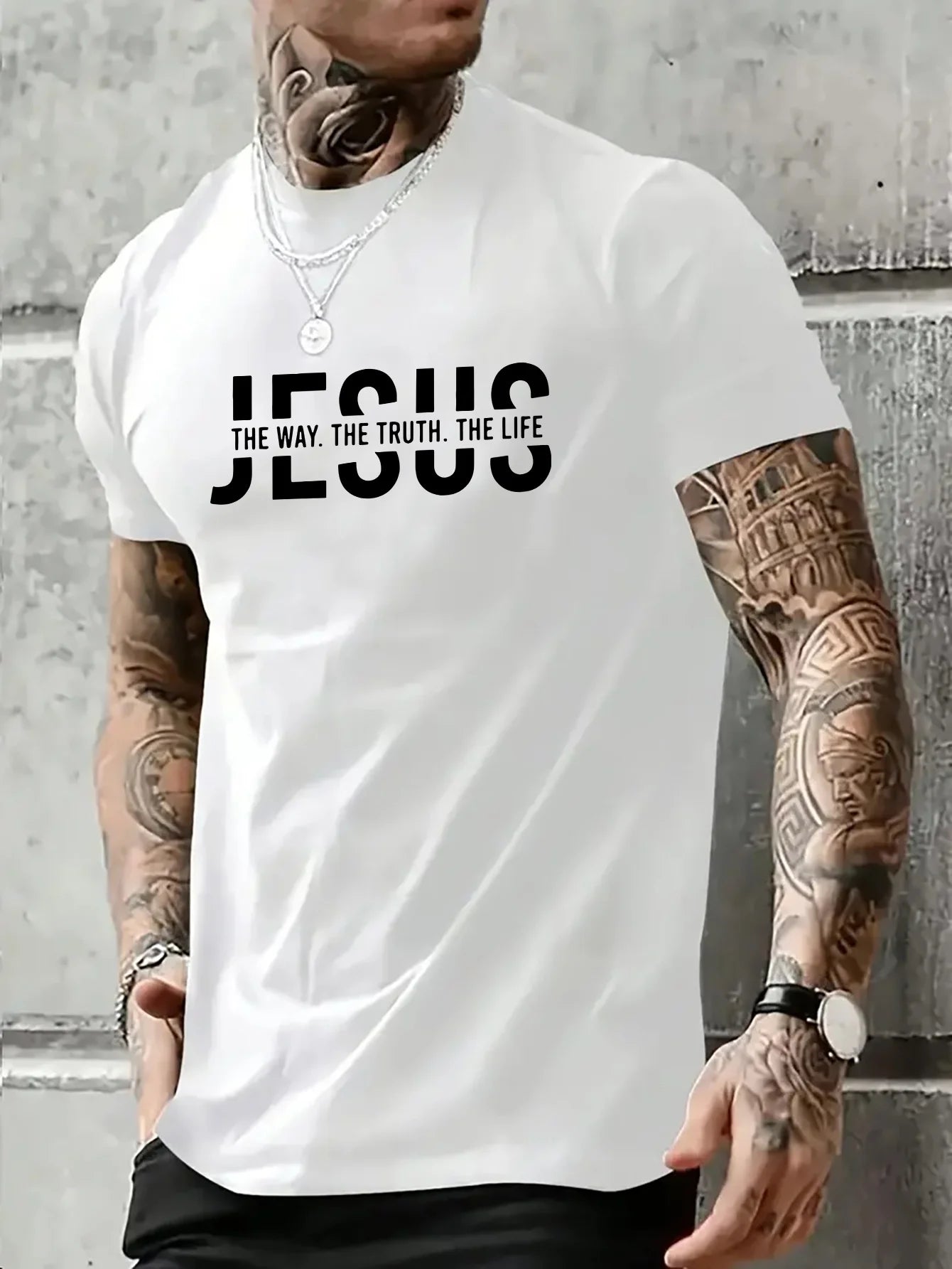 "Jesus – The Way, The Truth, The Life" T-Shirt – 100% Cotton Casual Summer Tee for Men - Image 2