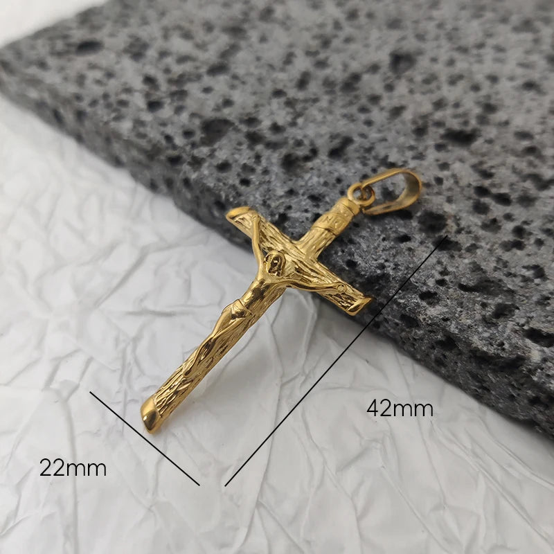 New Design 18K Gold-Plated Jesus Cross Pendant – Waterproof Stainless Steel Religious Charm for Men - Image 10