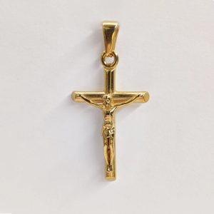 Jesus Cross 18K Gold Plated Stainless Steel Pendant Necklace – Unisex Religious Waterproof Jewelry
