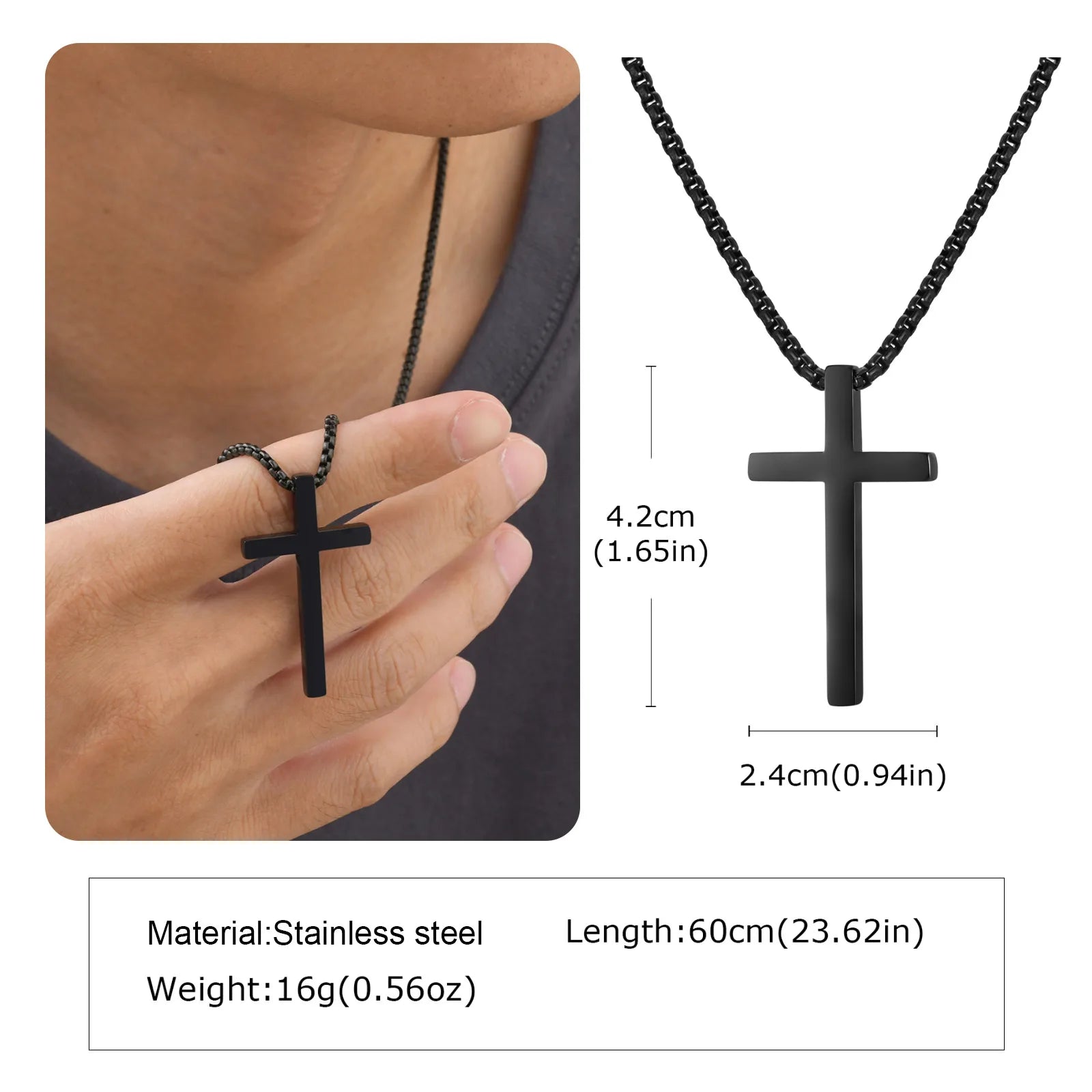 Classic Men's Cross Pendant Necklace – Waterproof Stainless Steel Christian Jewelry - Image 10