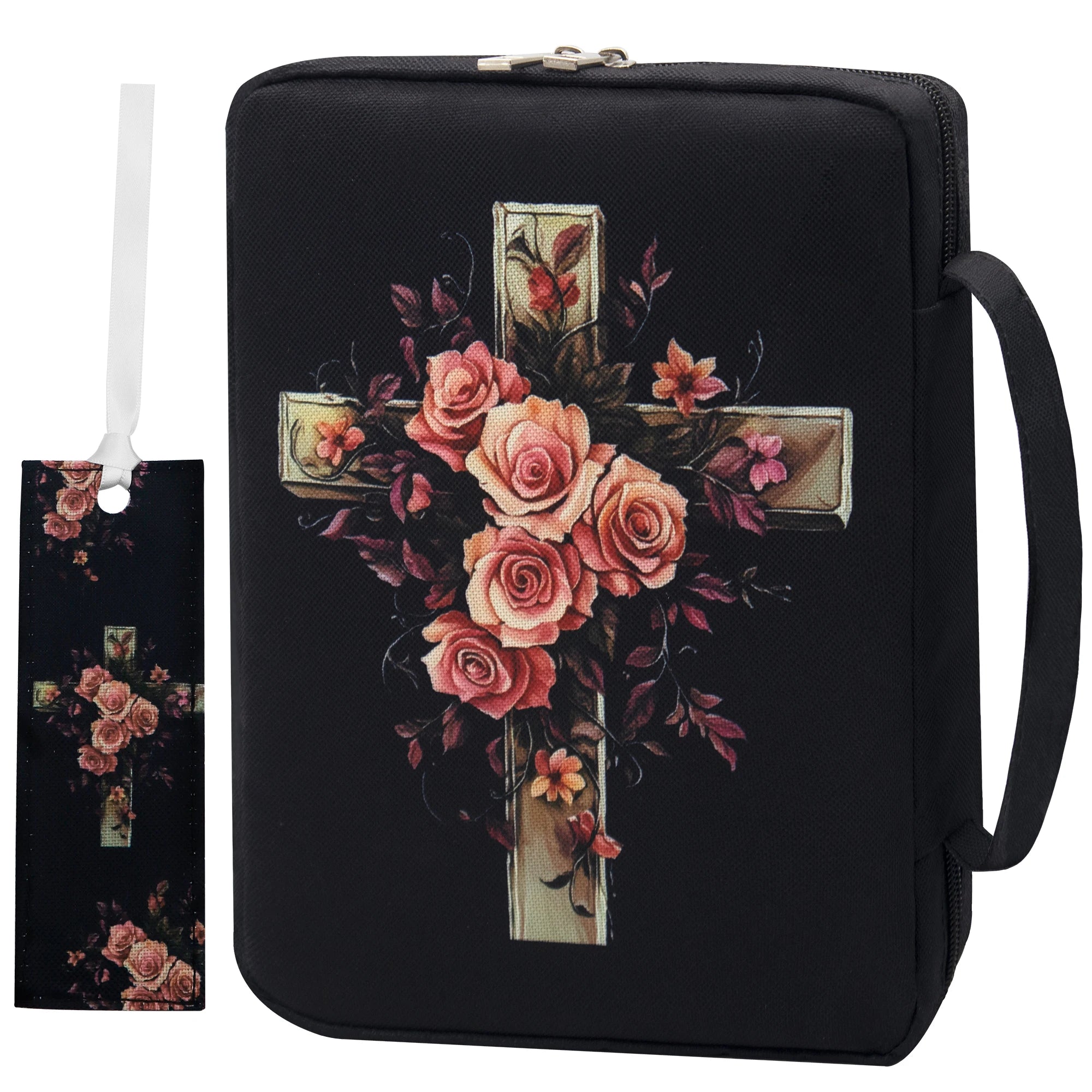 Floral Bible Cover with Handle & Pocket
