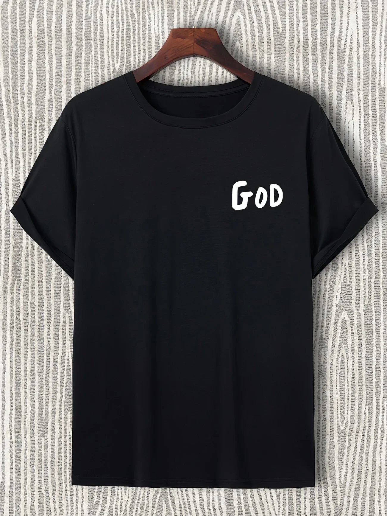 Christian "God" Print T-Shirt – 100% Cotton Casual Faith Tee for Men - Image 3