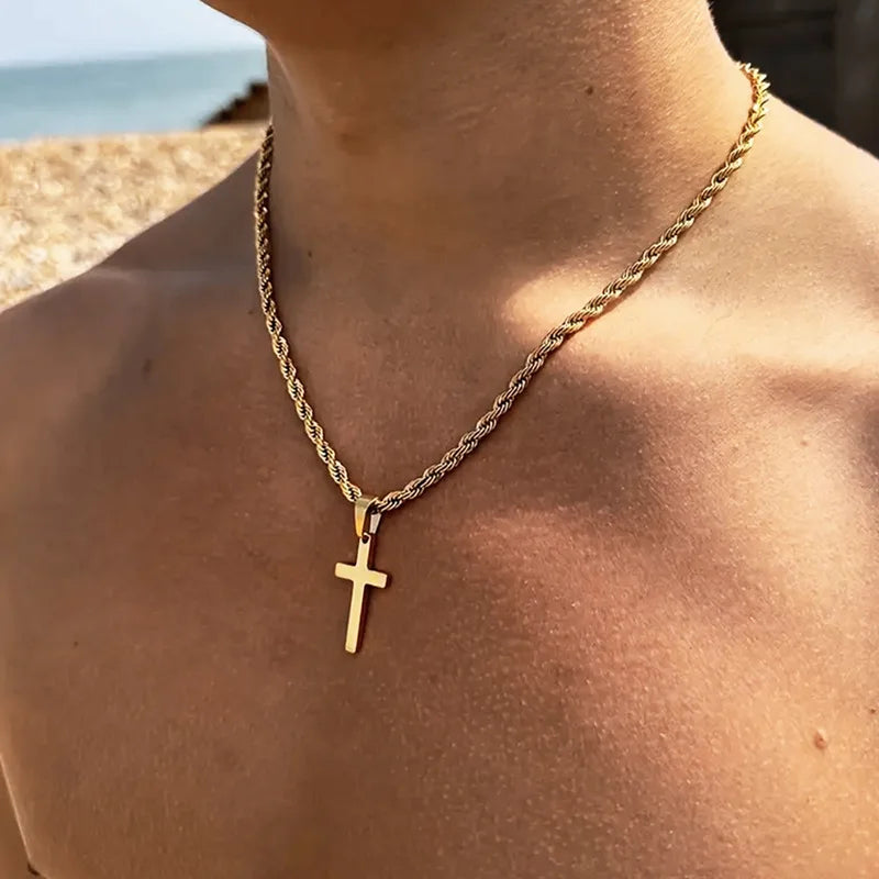 LATS Vintage Stainless Steel Chain Alloy Cross Pendant Necklace – High Quality Wholesale Jewelry - Image 3